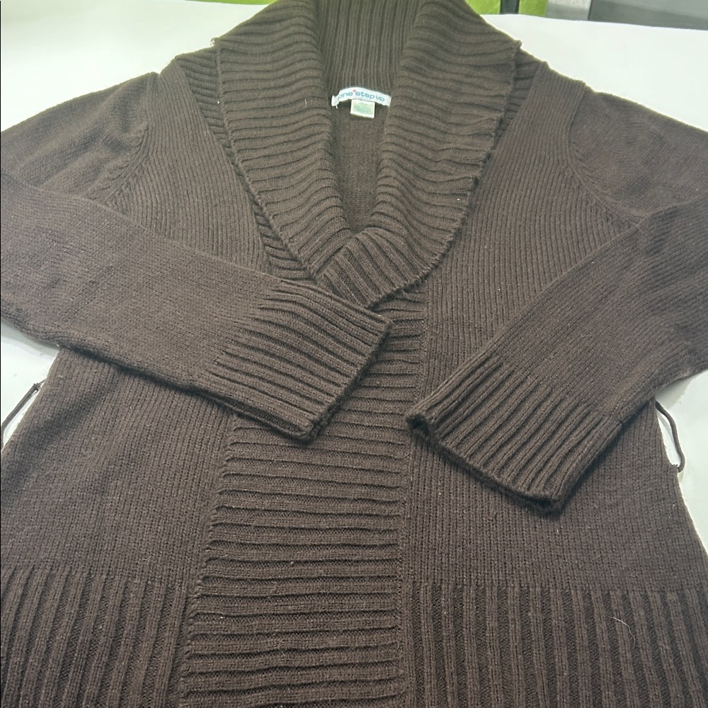 One Step Ahead Chocolate Shawl Collar Cardigan